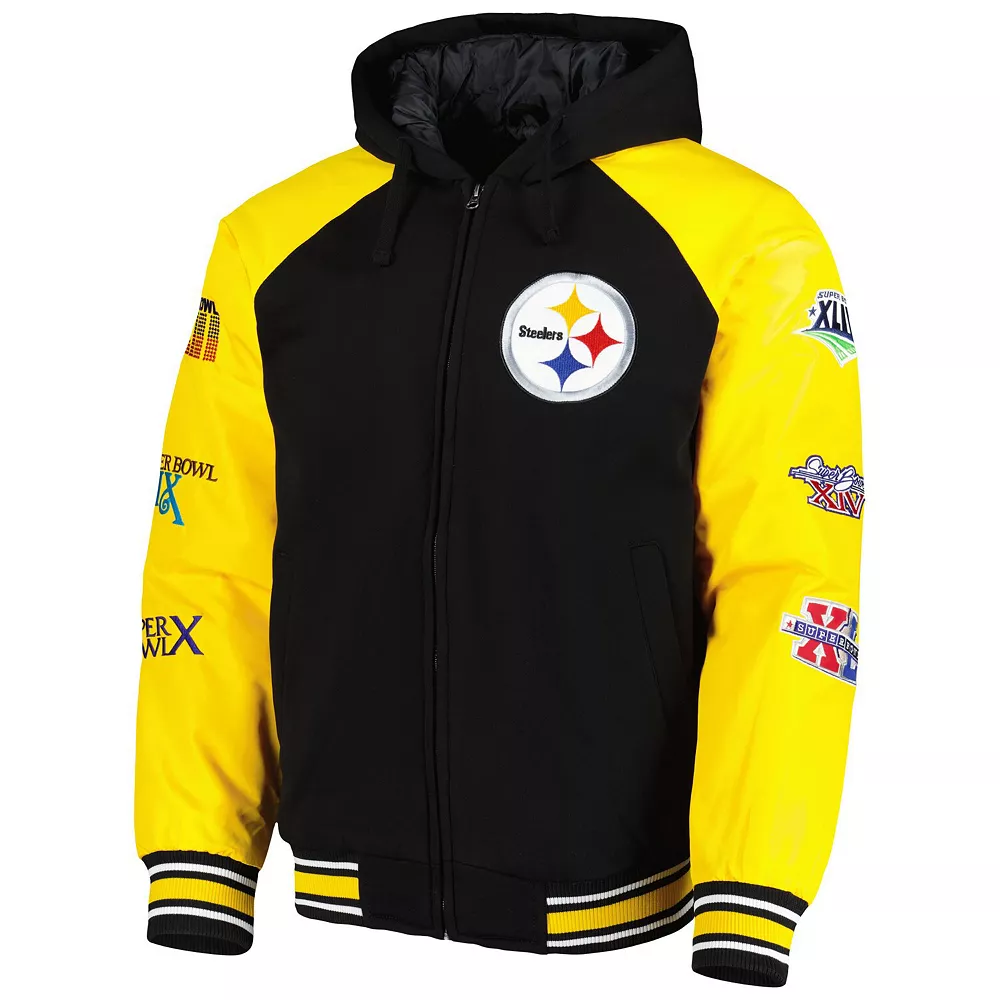 Men's G-III Sports by Carl Banks Black Pittsburgh Steelers Defender Raglan Full-Zip Hoodie Varsity Jacket 5 Men's G-III Sports by Carl Banks Black Pittsburgh Steelers Defender Raglan Full-Zip Hoodie Varsity Jacket - Image 3