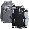 Men's G-III Sports by Carl Banks Black/Gray Las Vegas Raiders Extreme Full Back Reversible Hoodie Full-Zip Jacket -G-III Sales Shop 6135991