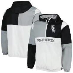 Men's G-III Sports by Carl Banks Black/Silver Chicago White Sox Fair Catch Half-Zip Hoodie