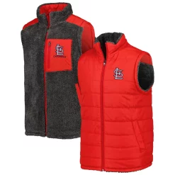 Men's G-III Sports by Carl Banks Red/Charcoal St. Louis Cardinals Power Hitter Reversible Full-Zip Vest