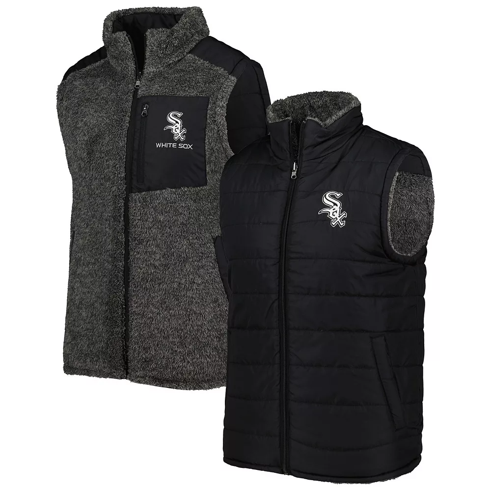 Men's G-III Sports by Carl Banks Black/Charcoal Chicago White Sox Power Hitter Reversible Full-Zip Vest 3 Men's G-III Sports by Carl Banks Black/Charcoal Chicago White Sox Power Hitter Reversible Full-Zip Vest