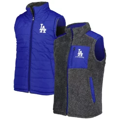 Men's G-III Sports by Carl Banks Royal/Charcoal Los Angeles Dodgers Power Hitter Reversible Full-Zip Vest