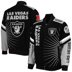 G-III Sales Shop 4 Men's G-III Sports by Carl Banks Black Las Vegas Raiders Extreme Redzone Full-Snap Varsity Jacket