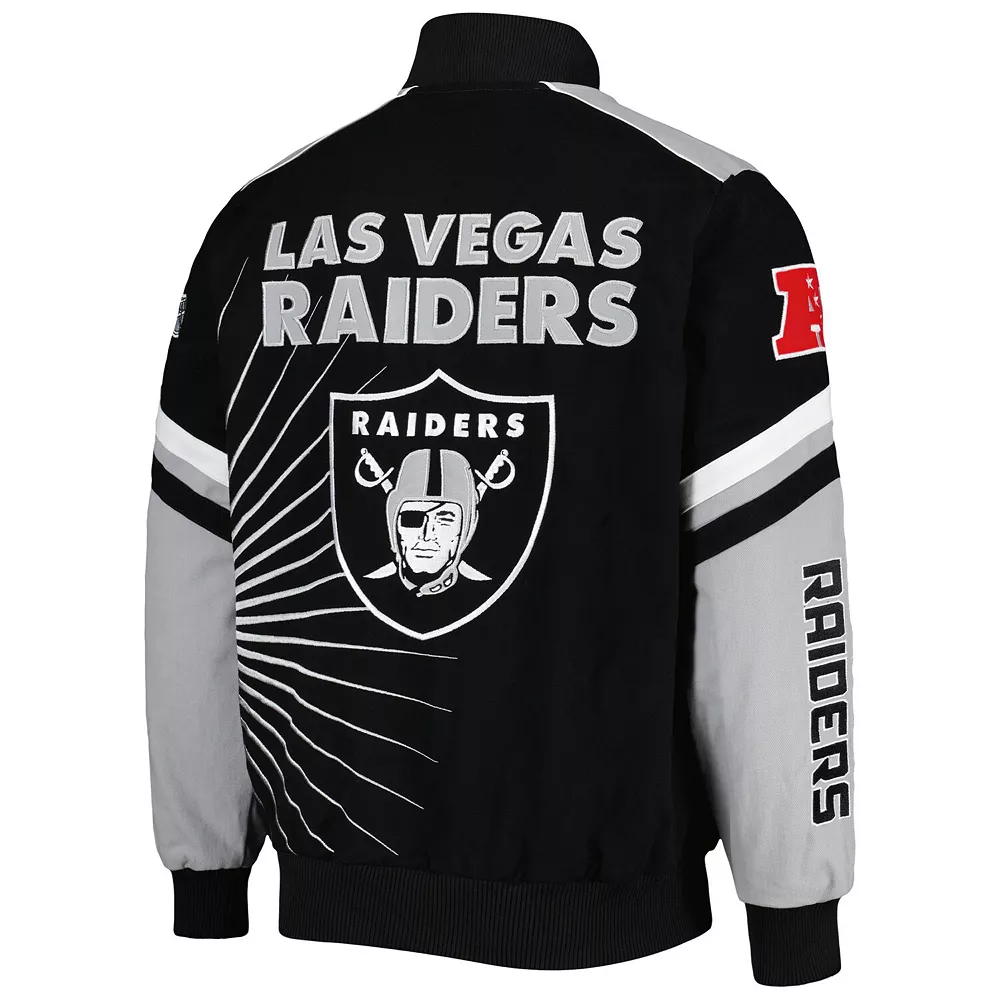 Men's G-III Sports by Carl Banks Black Las Vegas Raiders Extreme Redzone Full-Snap Varsity Jacket 6 Men's G-III Sports by Carl Banks Black Las Vegas Raiders Extreme Redzone Full-Snap Varsity Jacket - Image 4