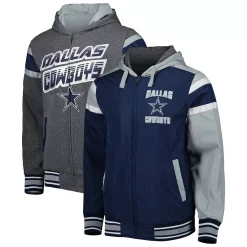 G-III Sales Shop 16 Men's G-III Sports by Carl Banks Navy/Gray Dallas Cowboys Full Back Reversible Full-Zip Hoodie Jacket